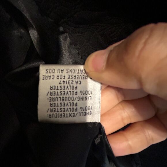 VTG Talbots Duster Trench Coat Womens Size 8 Black Floral Jacquard Midi Jacket - Picture 6 of 7